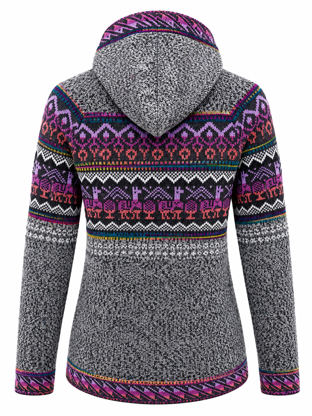 Andean Orchid Alpaca Hooded Sweater Dark Gray