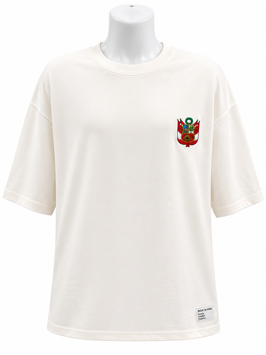 Peruvian Heritage Oversized Cotton T-Shirt – Ivory | Made in Peru