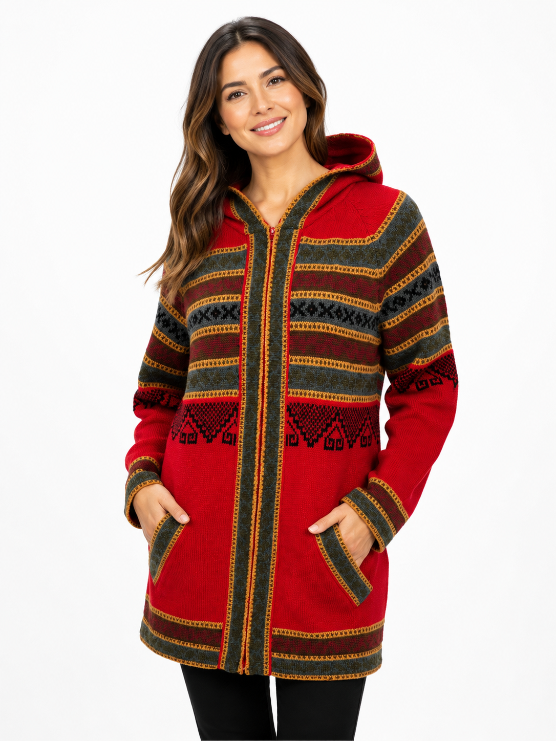 Swiss Ember Alpaca Hooded Cardigan
