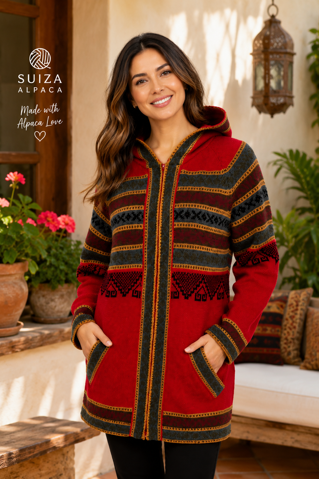 Swiss Ember Alpaca Hooded Cardigan