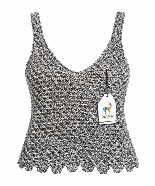 Andean Breeze Handmade Baby Alpaca Crochet Top 🦙✨