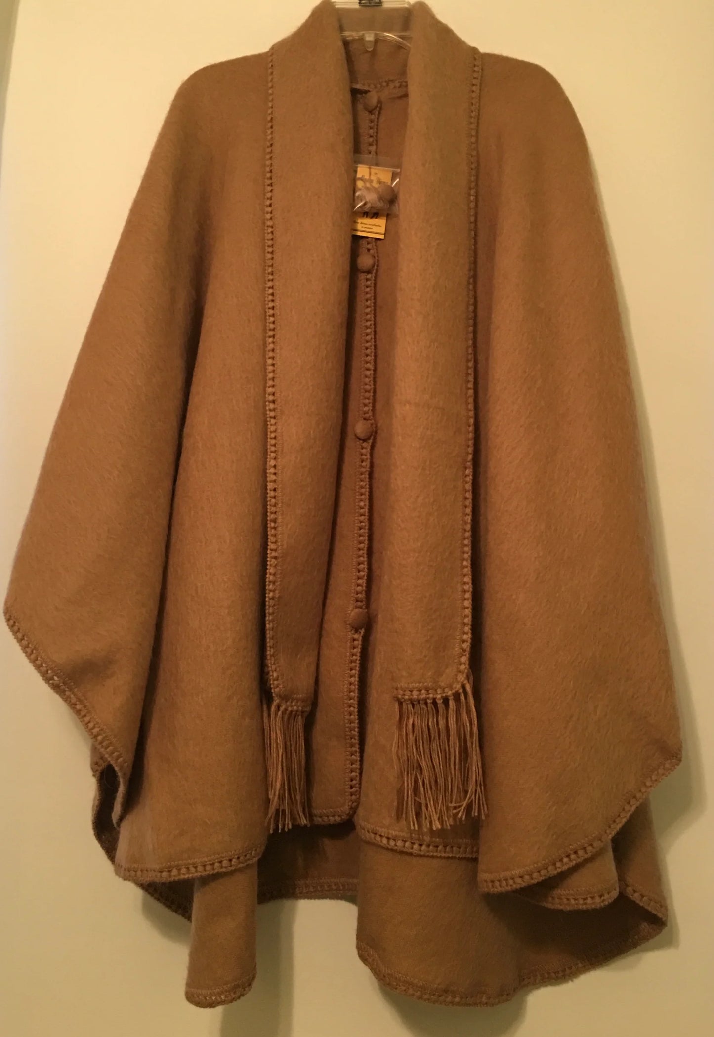 Coffee Colored Long Cape w/ Attached Scarf & Matching Hat