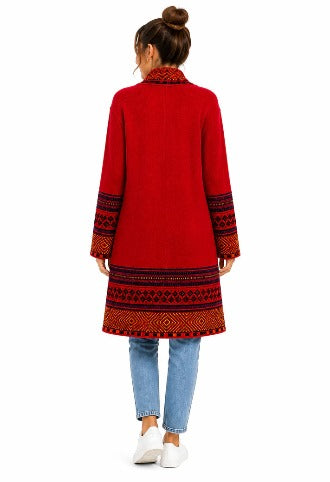 Andean Long Alpaca Cardigan Red