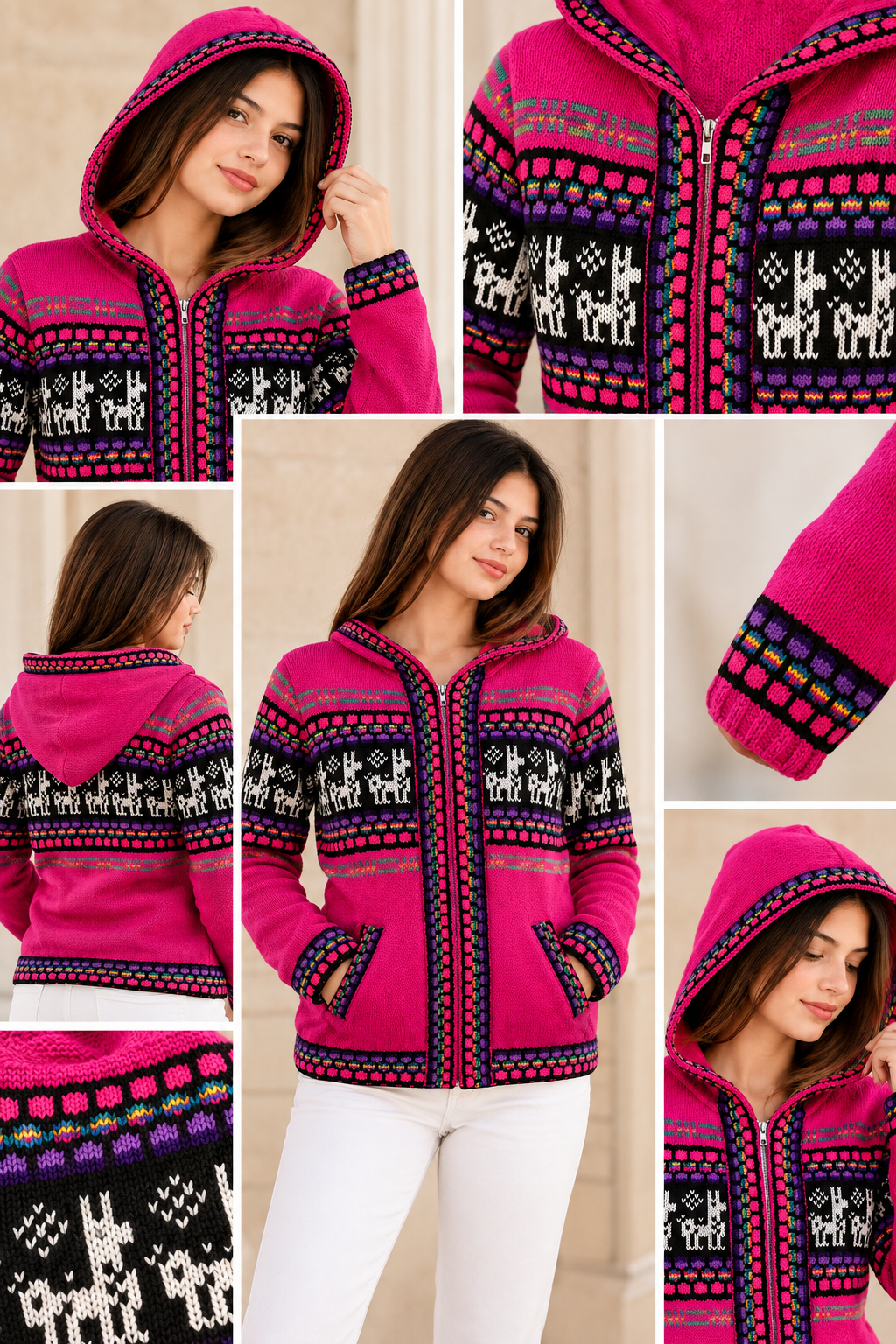 Andean Pink Alpaca Hooded Sweater