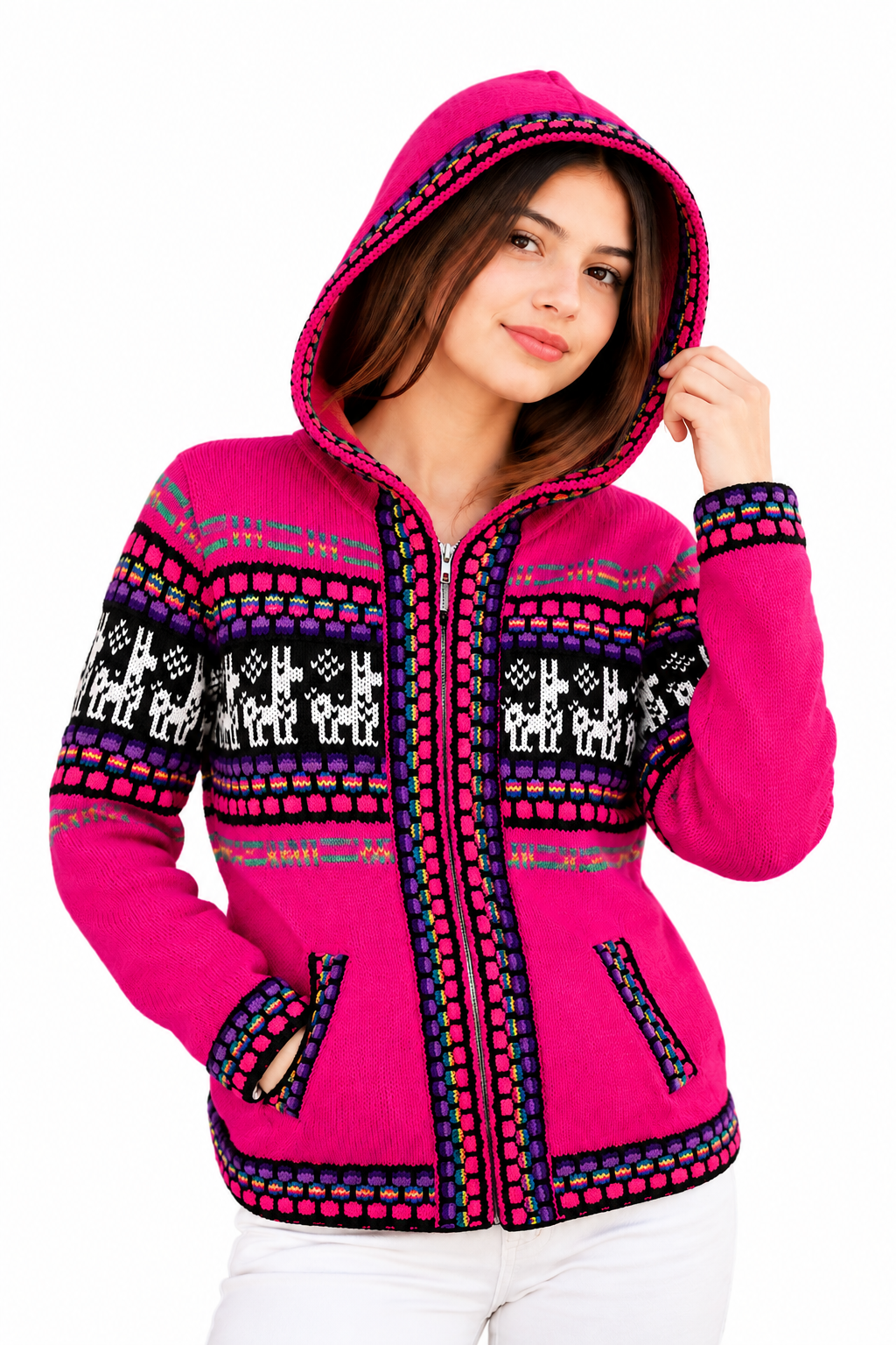 Andean Pink Alpaca Hooded Sweater