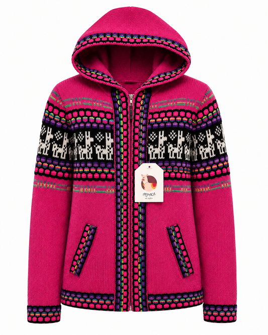 Andean Pink Alpaca Hooded Sweater